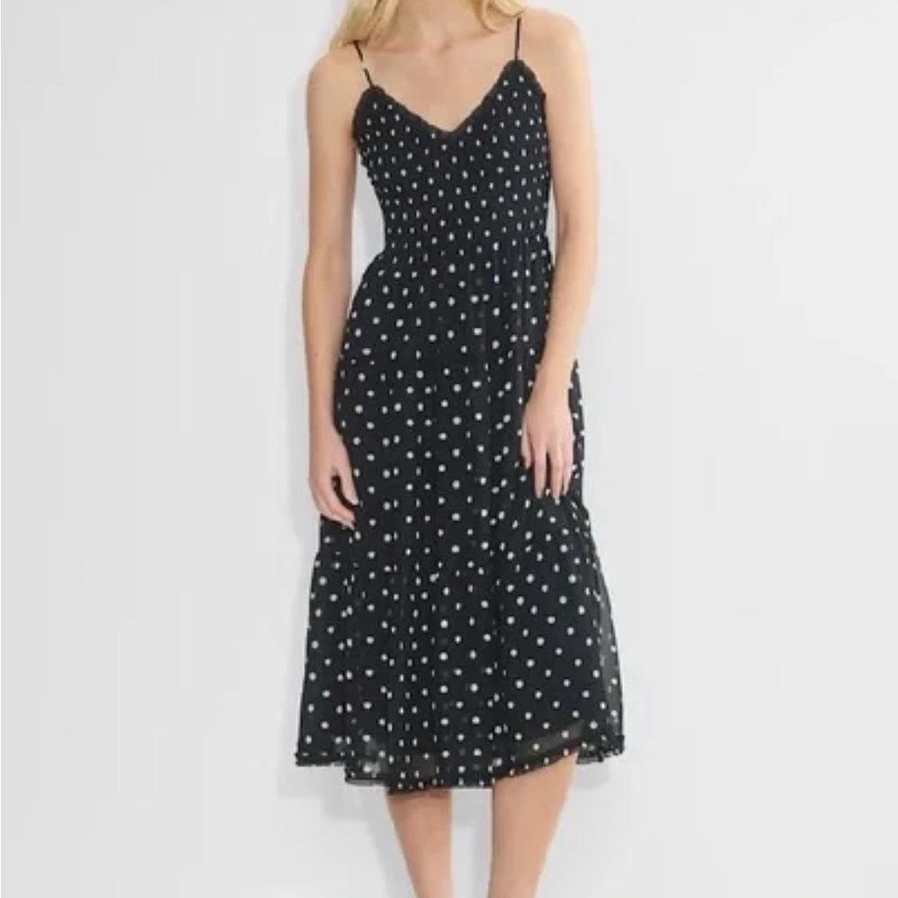 Wilfred Black and White Polka Dot Midi Dress